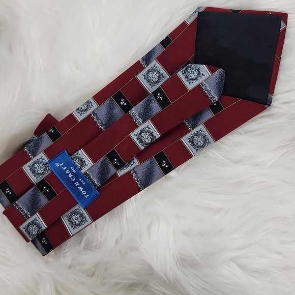 Town Craft, Men's Burgandy, gray & black Tie, - Picture 4 of 5
